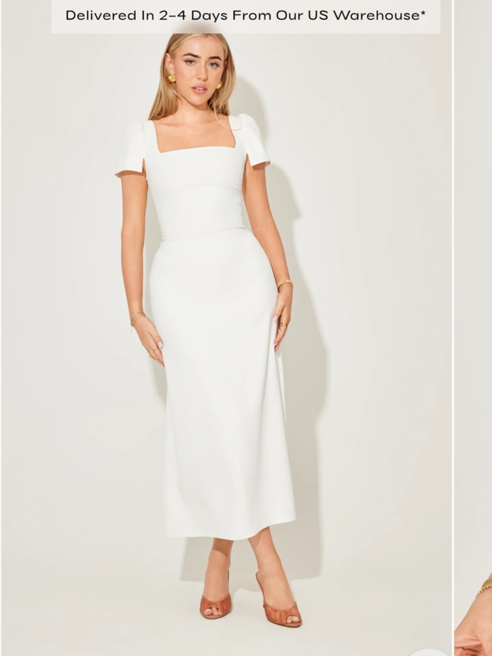 The Ultimate Muse Square Neck Slip Dress - White Size Large